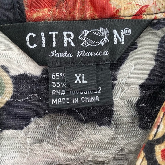 Citron Santa Monica Art-To-Wear Short Kimono Style Silk Blend Floral Blazer XL - Picture 2 of 8